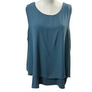 Easy Wear by Chico’s blue sleeveless layered blouse travel no iron career XL